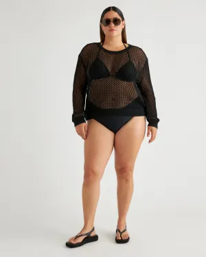 100% Organic Cotton Open-Knit Cover-Up Crew