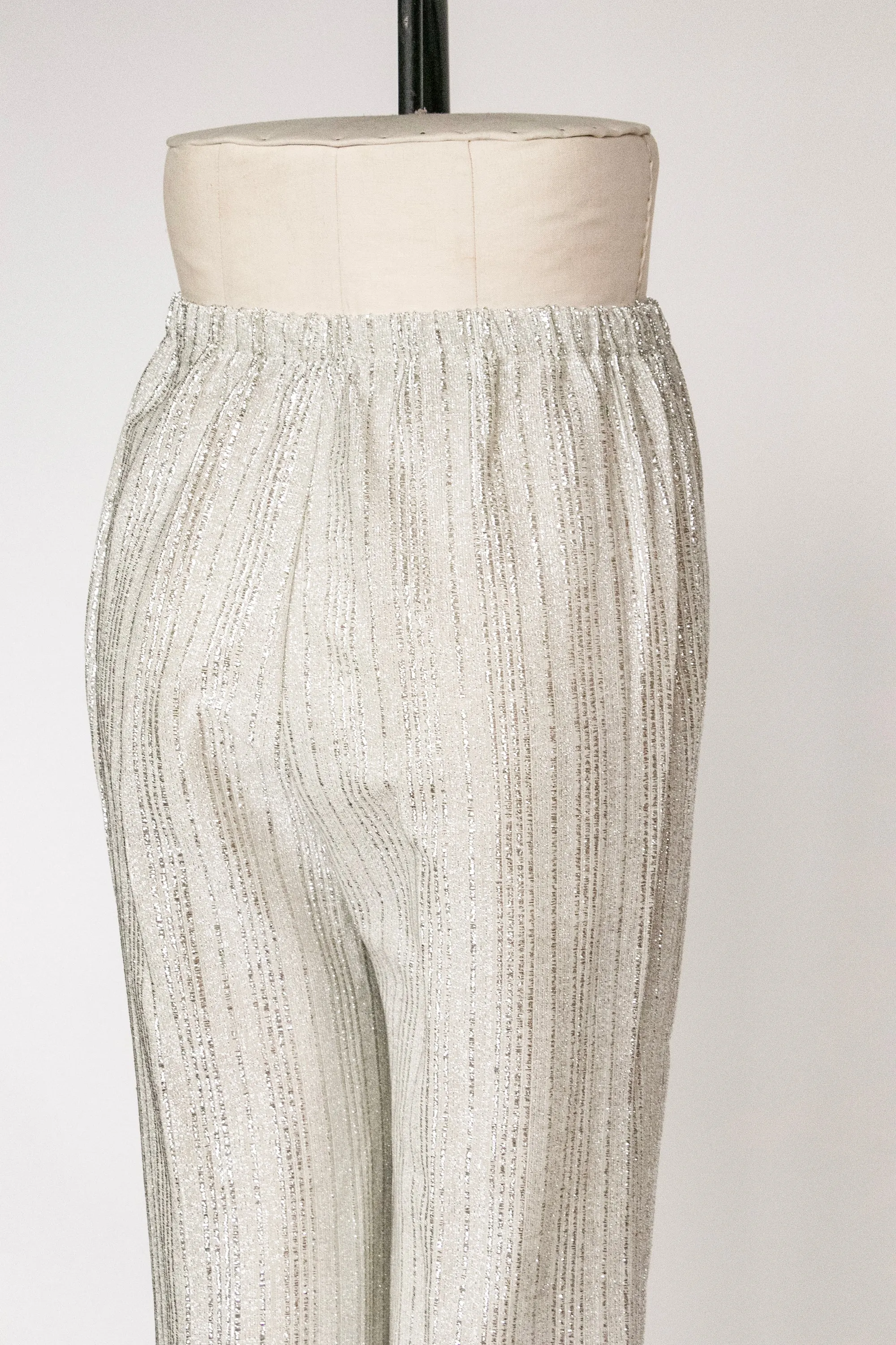 1960s Lounge Pants Silver Metallic Lamé S