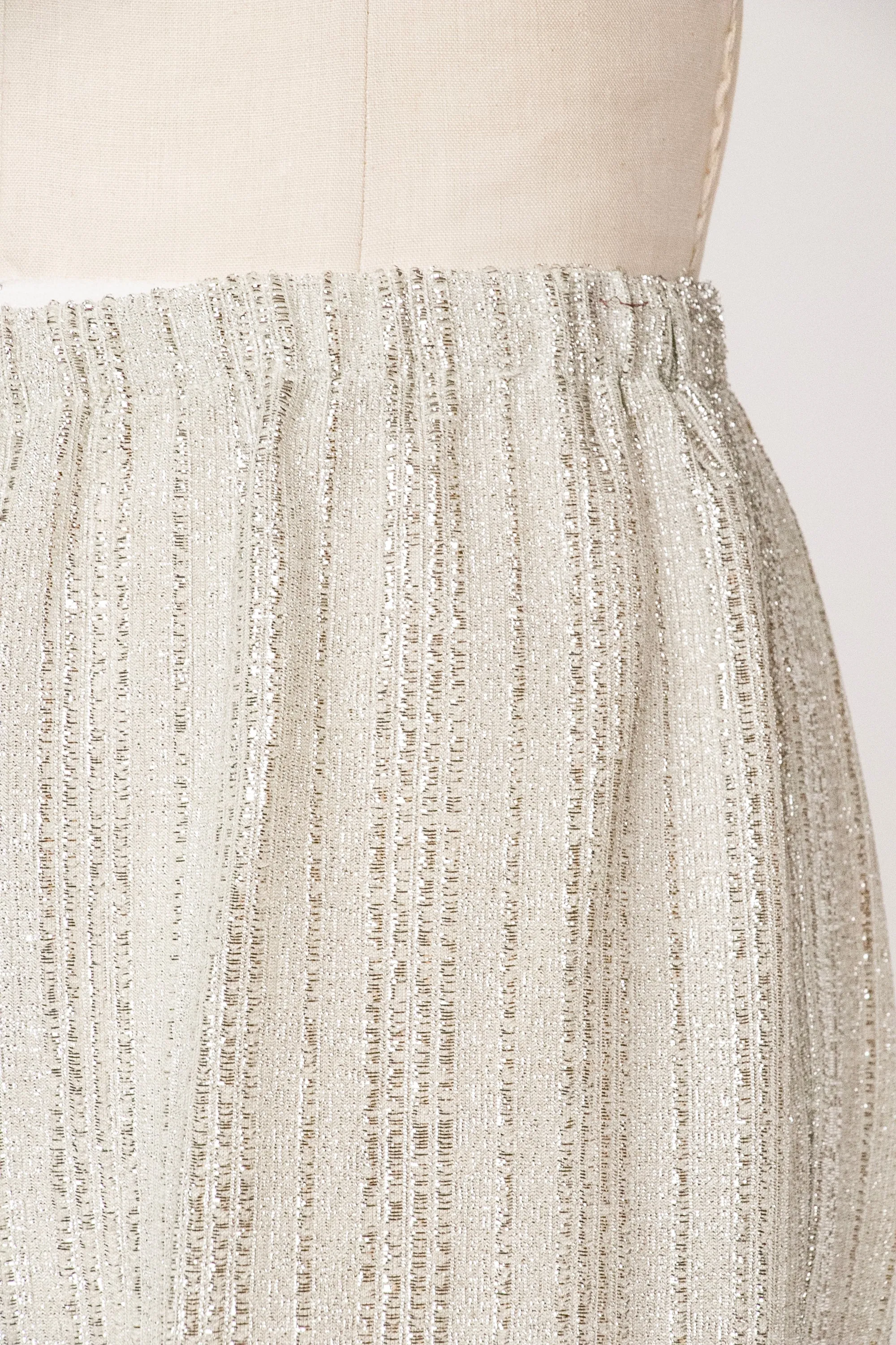 1960s Lounge Pants Silver Metallic Lamé S
