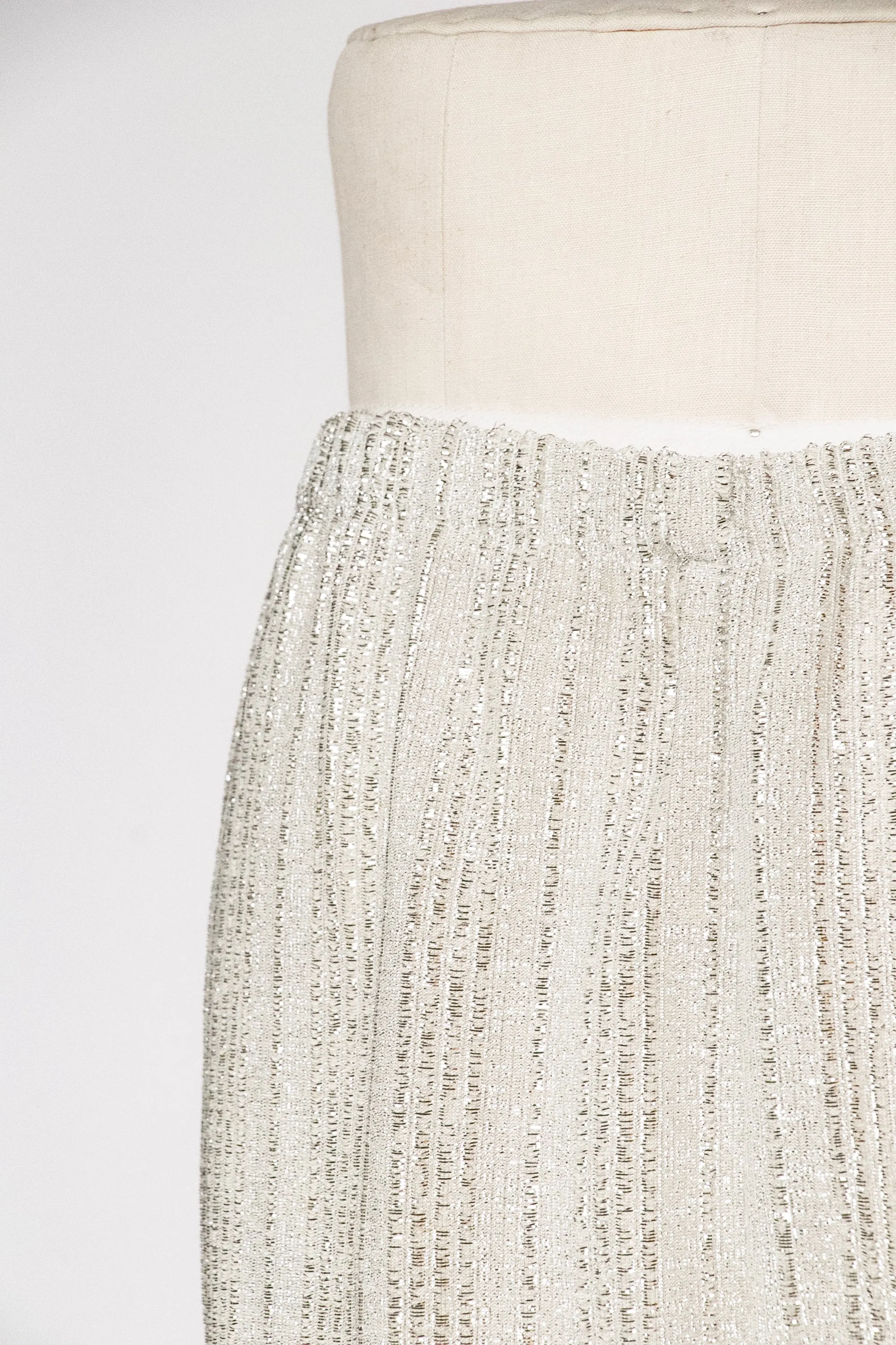 1960s Lounge Pants Silver Metallic Lamé S