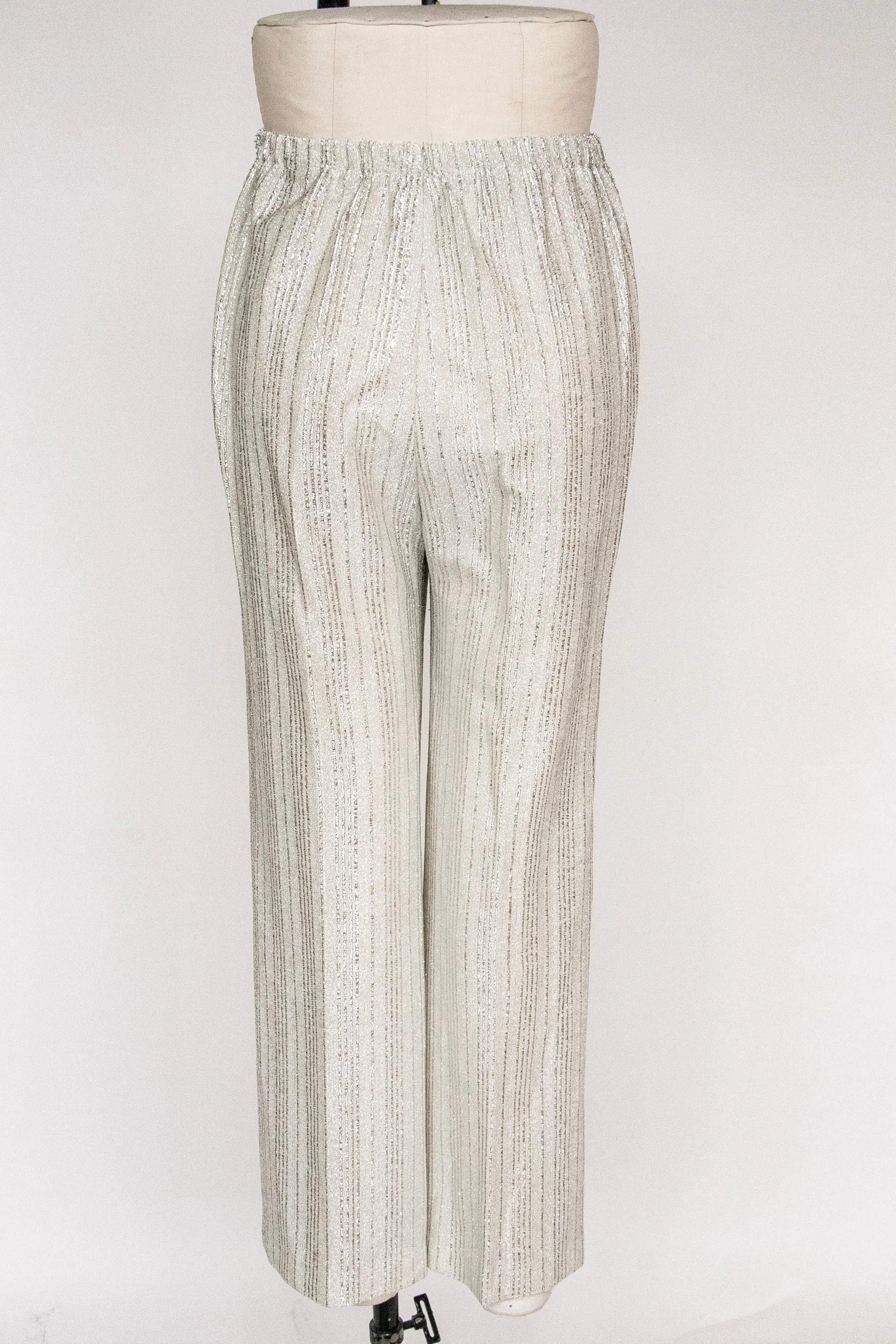 1960s Lounge Pants Silver Metallic Lamé S