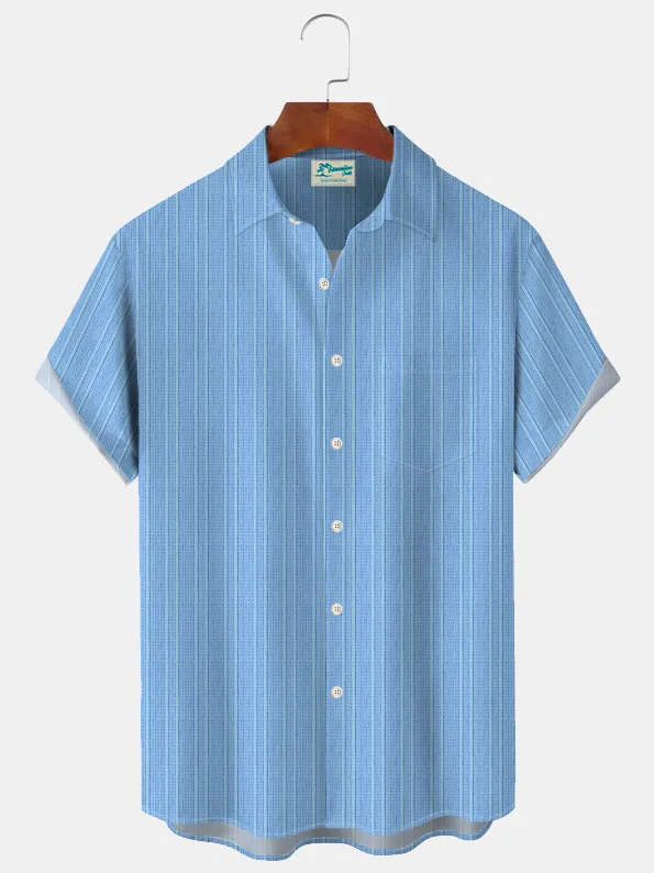 Alohadaddy Striped Printed Men's Button Pocket Shirt