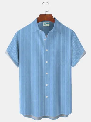 Alohadaddy Striped Printed Men's Button Pocket Shirt