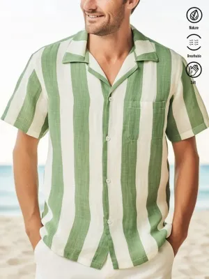 Alohadaddy Vintage Stripe Print Chest Pocket Men's Tall Shirt Big Tall
