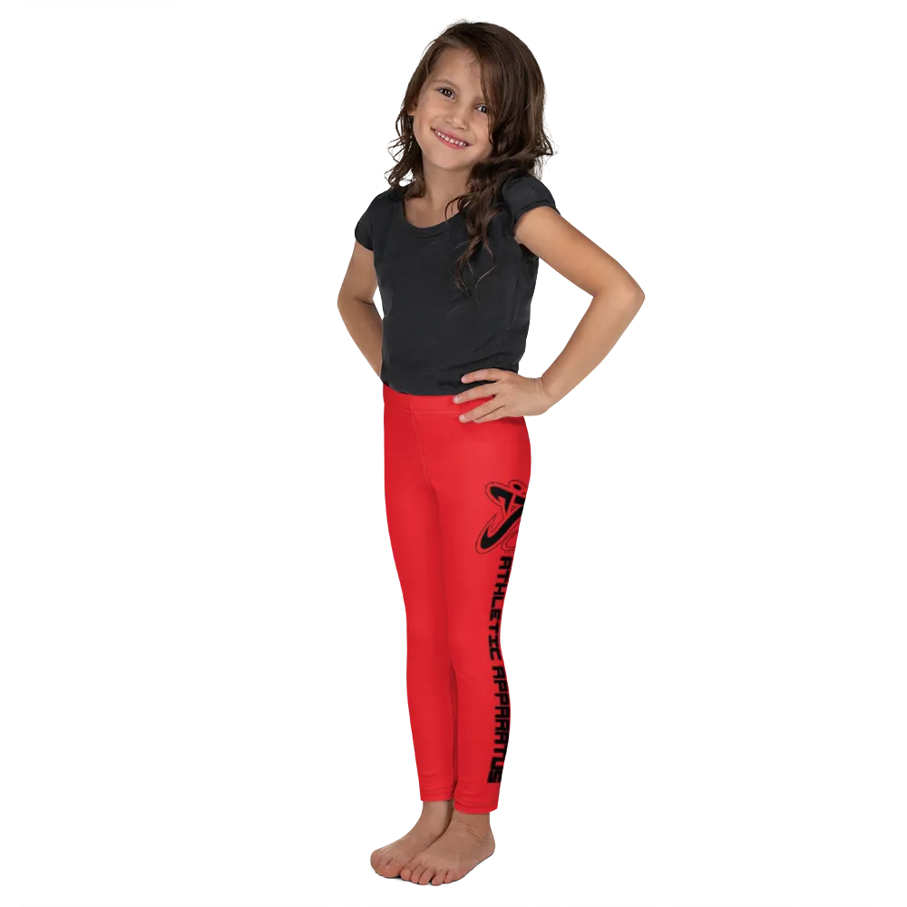 Athletic Apparatus Red 1 Black logo Kid's Leggings
