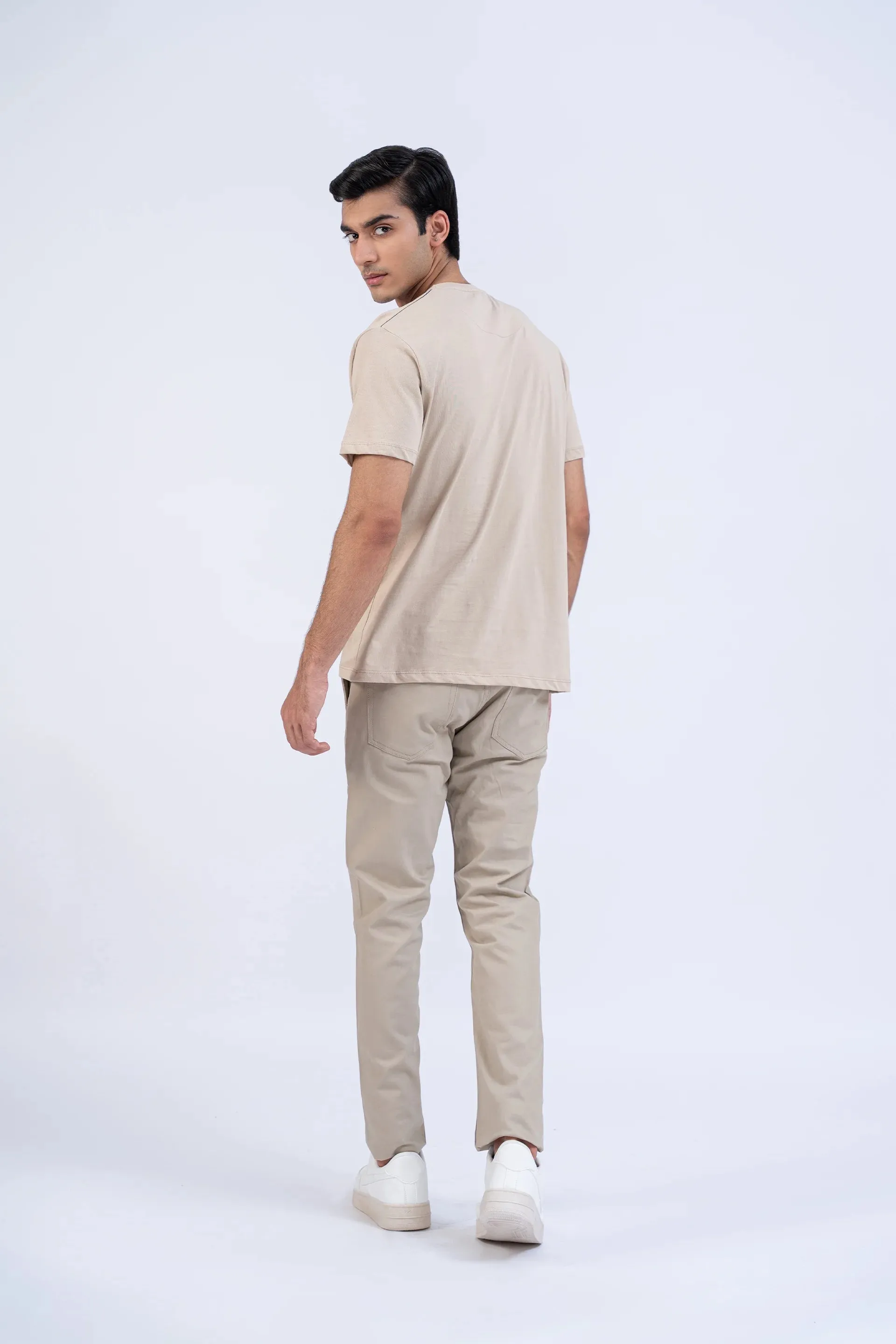 Beige Relaxed Fit Graphic T-Shirt