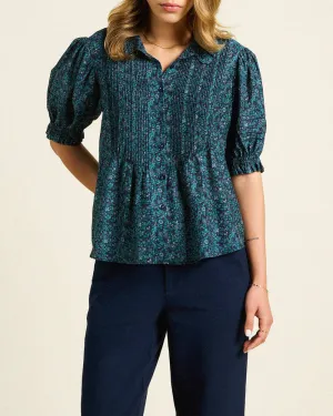 Birds of Paradis by Trovata Jess Blouse in Blue Ridge Ditsy