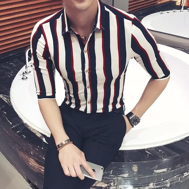 Black and White Stripe Short Sleeve Shirt
