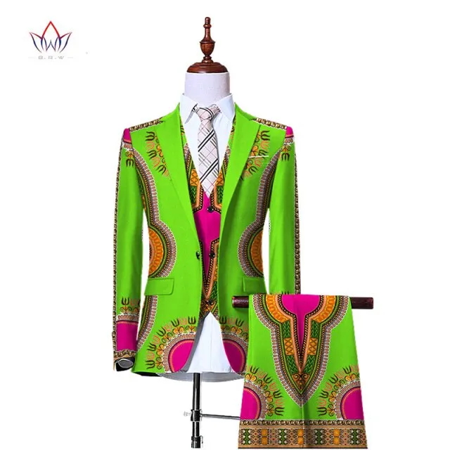 Blazers 3 Piece Slim Fit Cowboy Wedding Men Suit Retro Gentleman Mens' African Clothing