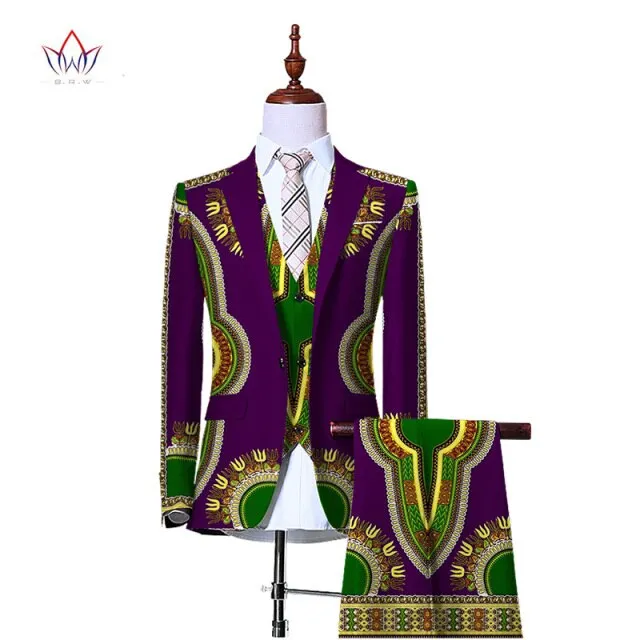 Blazers 3 Piece Slim Fit Cowboy Wedding Men Suit Retro Gentleman Mens' African Clothing