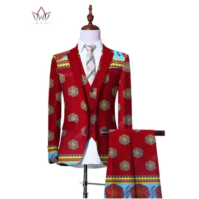 Blazers 3 Piece Slim Fit Cowboy Wedding Men Suit Retro Gentleman Mens' African Clothing