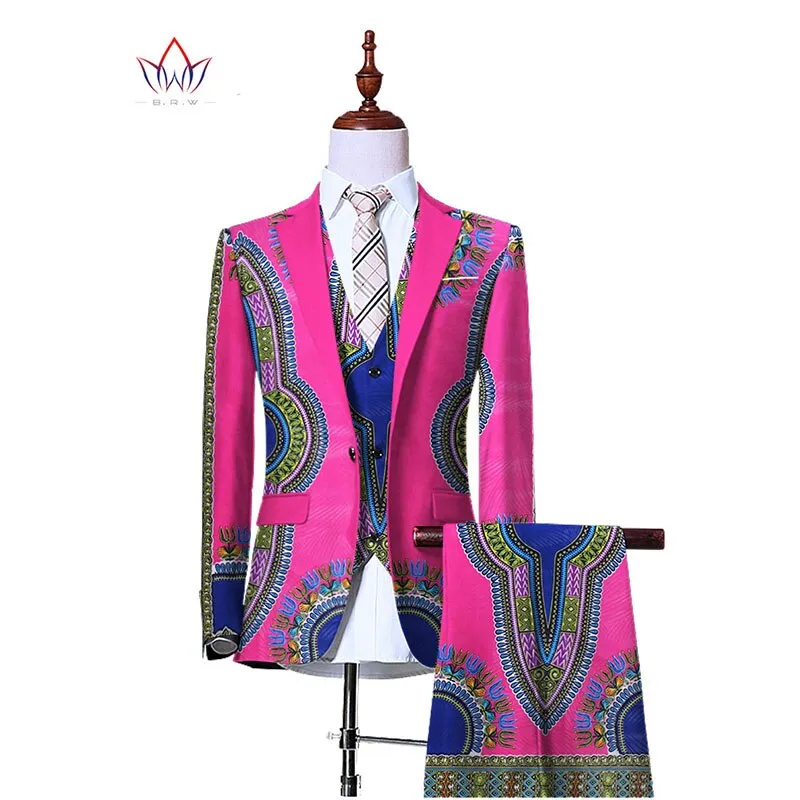 Blazers 3 Piece Slim Fit Cowboy Wedding Men Suit Retro Gentleman Mens' African Clothing