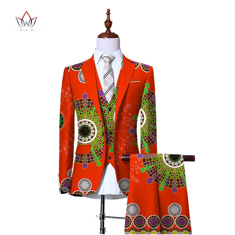 Blazers 3 Piece Slim Fit Cowboy Wedding Men Suit Retro Gentleman Mens' African Clothing