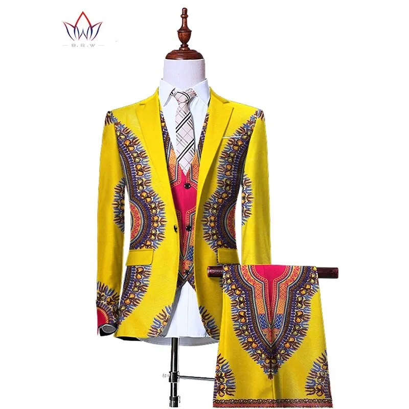 Blazers 3 Piece Slim Fit Cowboy Wedding Men Suit Retro Gentleman Mens' African Clothing
