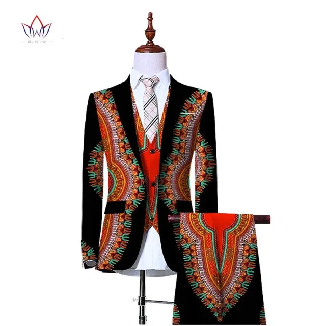 Blazers 3 Piece Slim Fit Cowboy Wedding Men Suit Retro Gentleman Mens' African Clothing