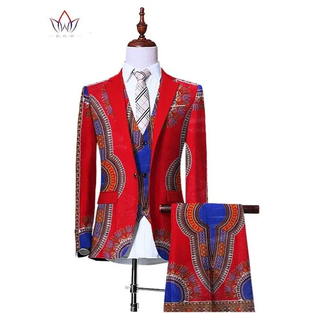 Blazers 3 Piece Slim Fit Cowboy Wedding Men Suit Retro Gentleman Mens' African Clothing