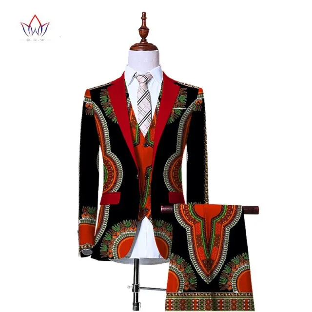Blazers 3 Piece Slim Fit Cowboy Wedding Men Suit Retro Gentleman Mens' African Clothing