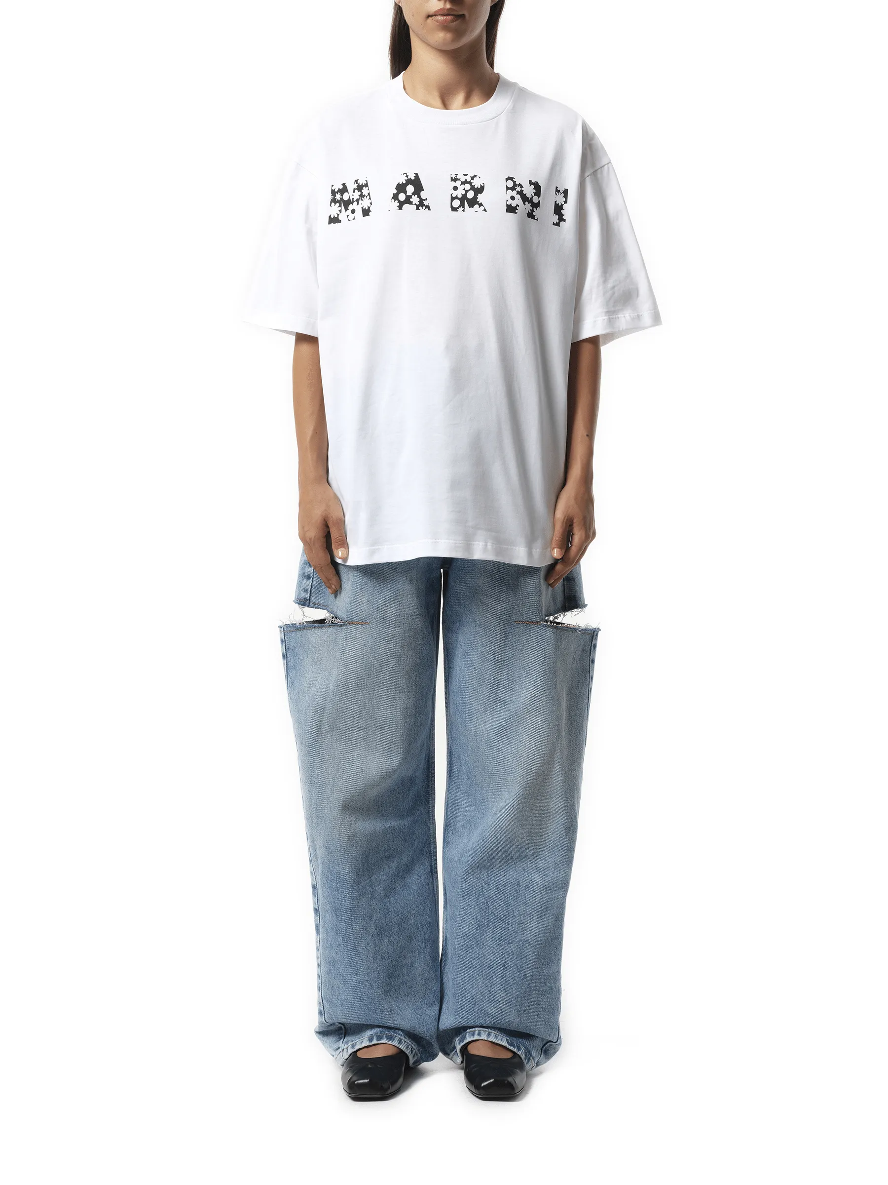 Boxy Flower Logo T-Shirt in Lily White