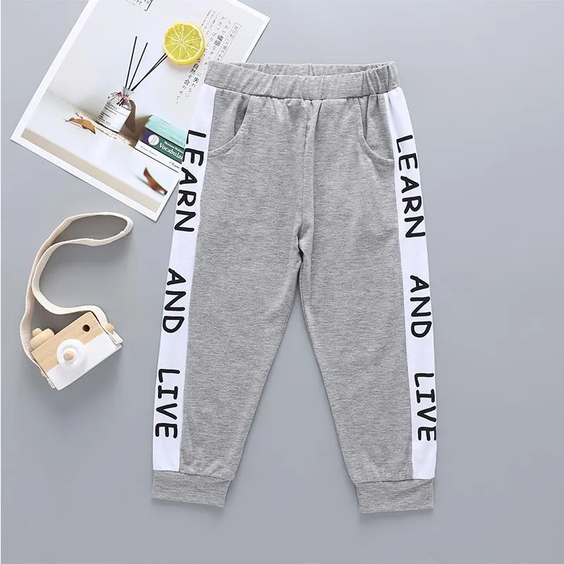 Boys Letter Print Constrast Track Pants