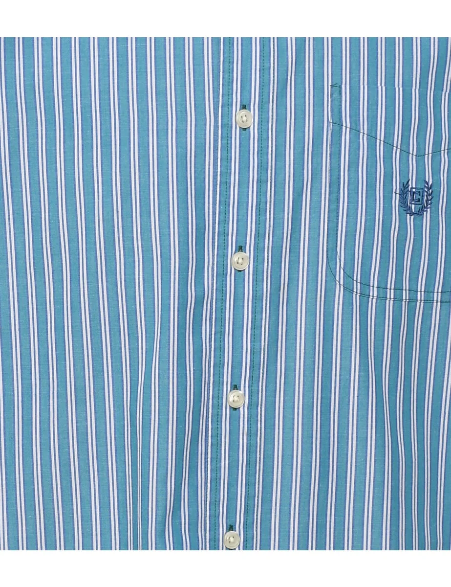 Chaps Teal Striped Shirt - M