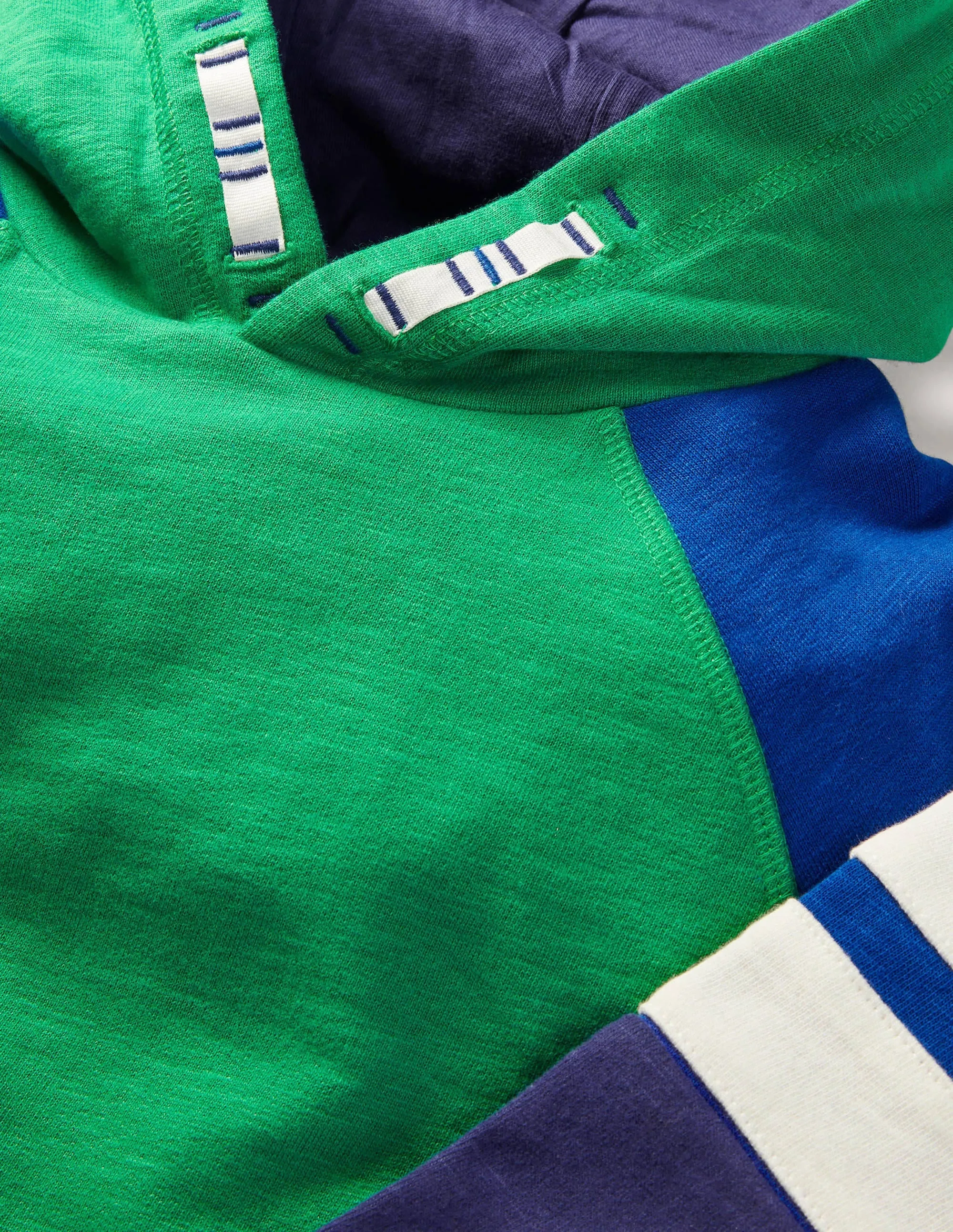 Colourblock Sporty Hoodie-Highland Green/Brilliant Blue