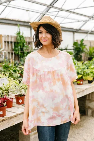 Coral & Blush Watercolor Blouse