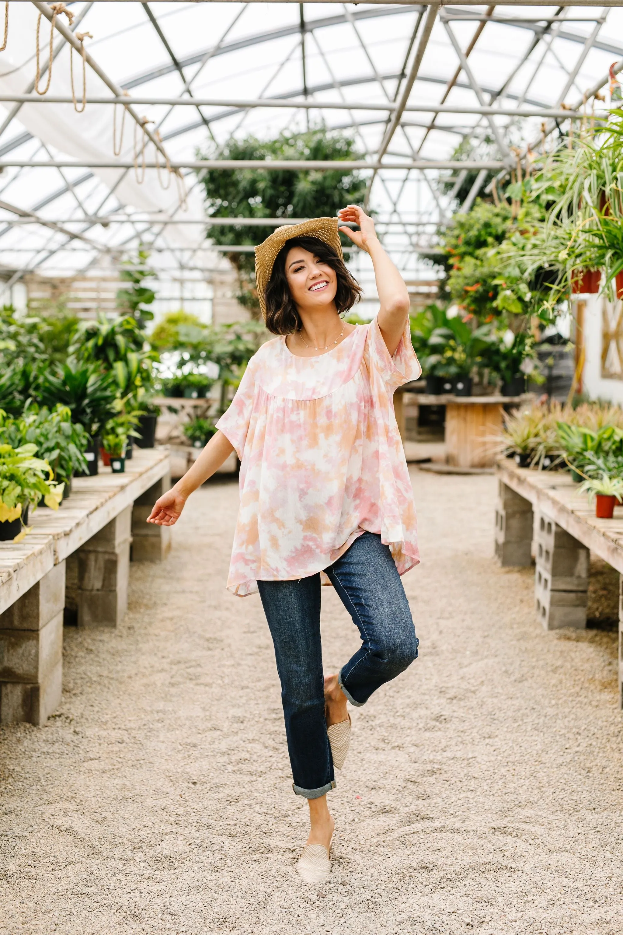Coral & Blush Watercolor Blouse