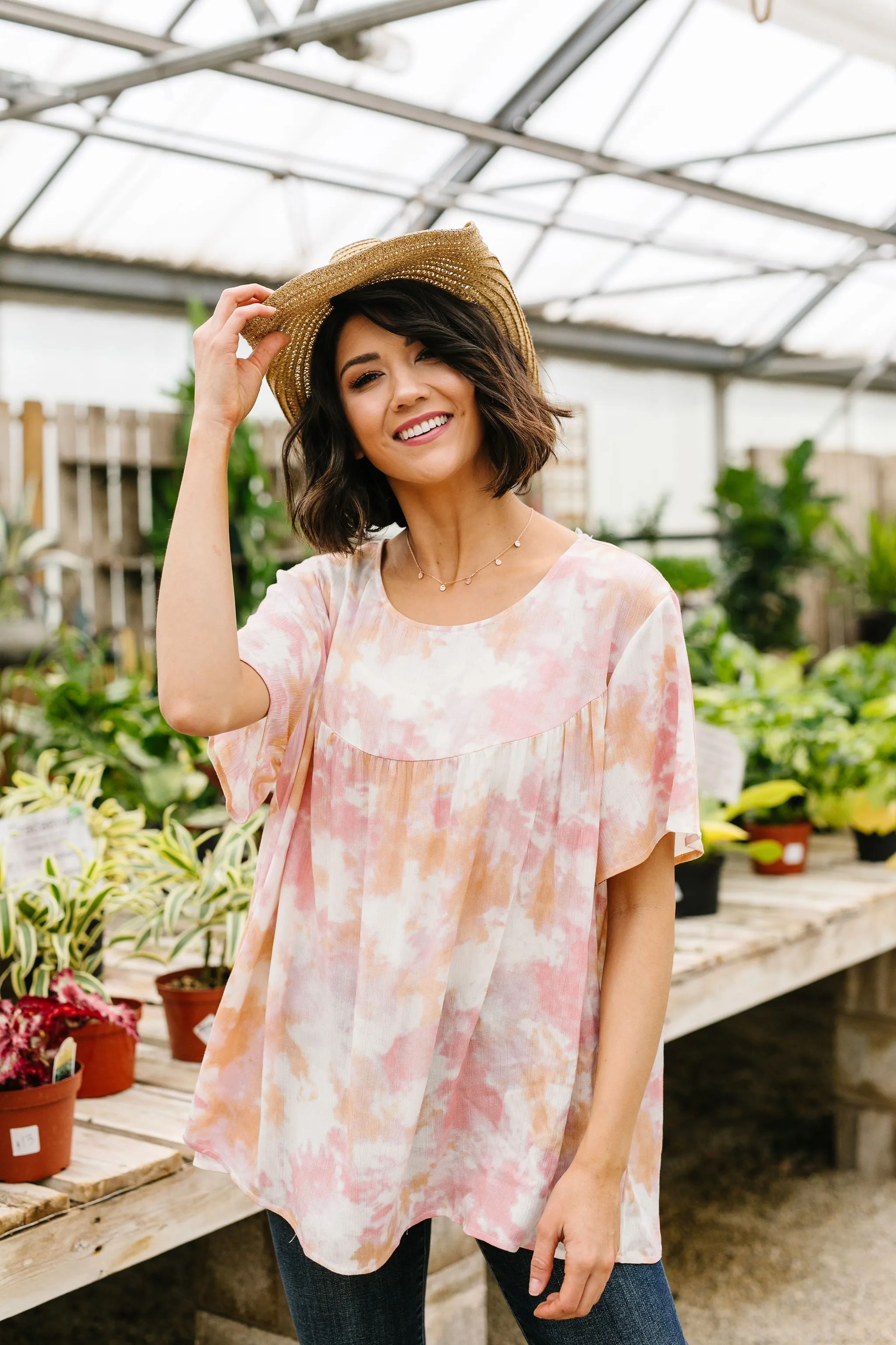 Coral & Blush Watercolor Blouse