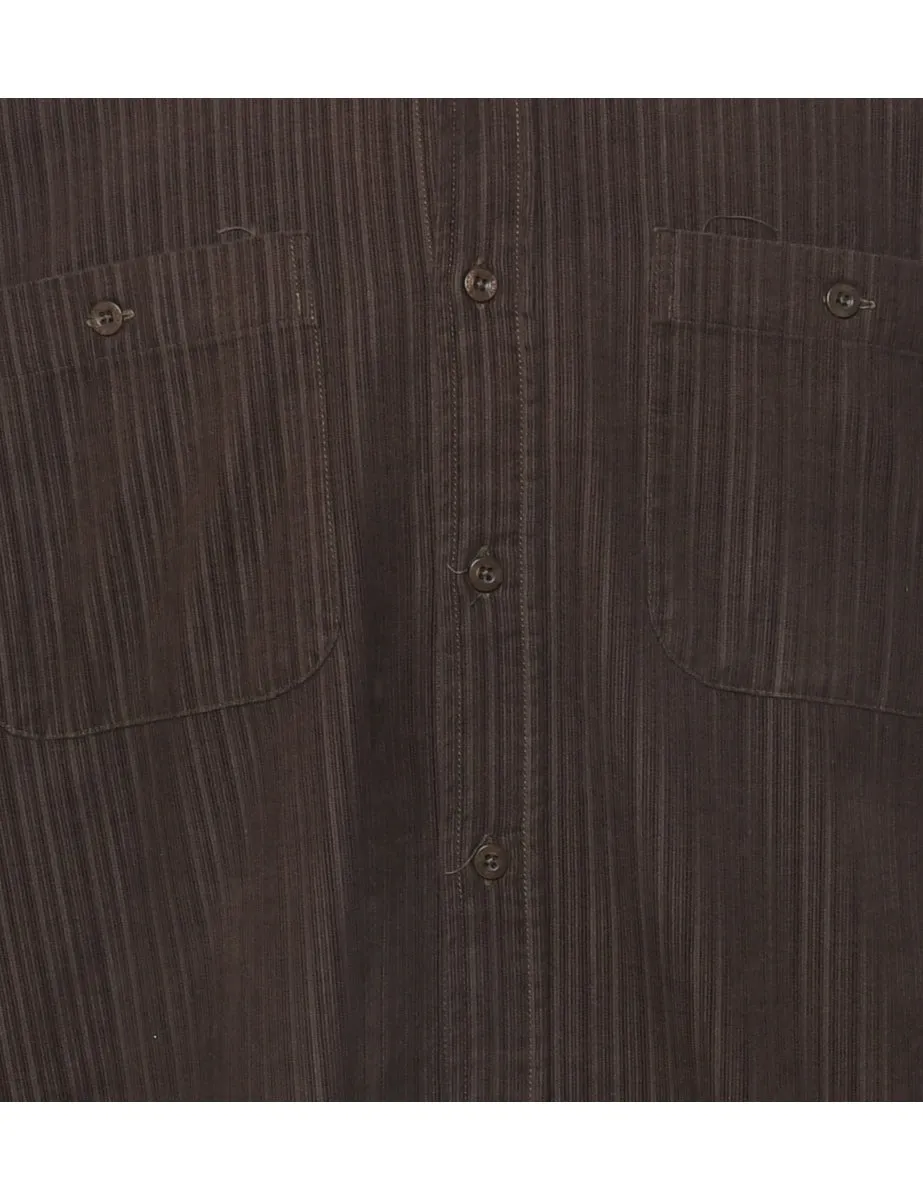 Corduroy Striped Pattern Shirt - M