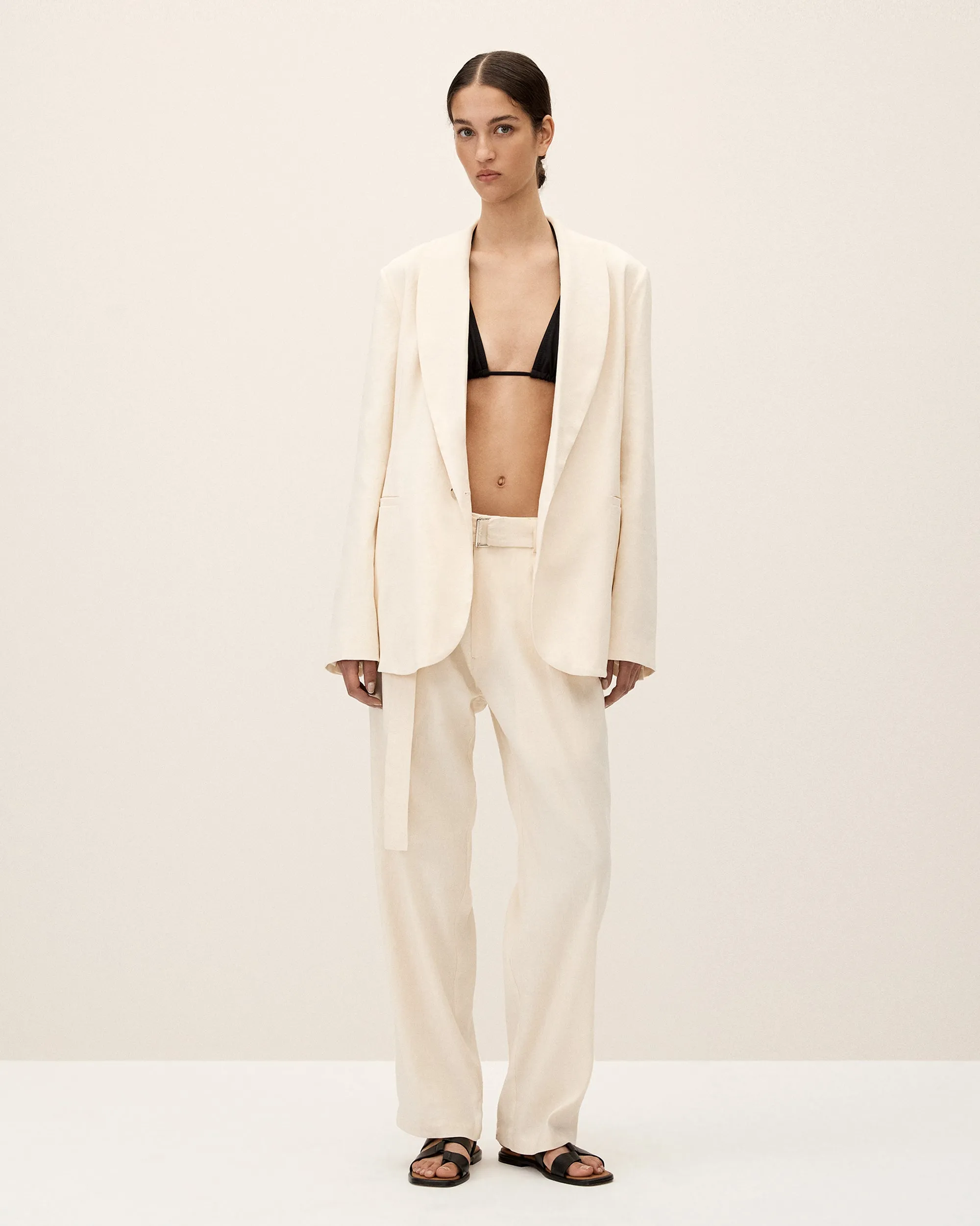 Cream Tailored Trousers