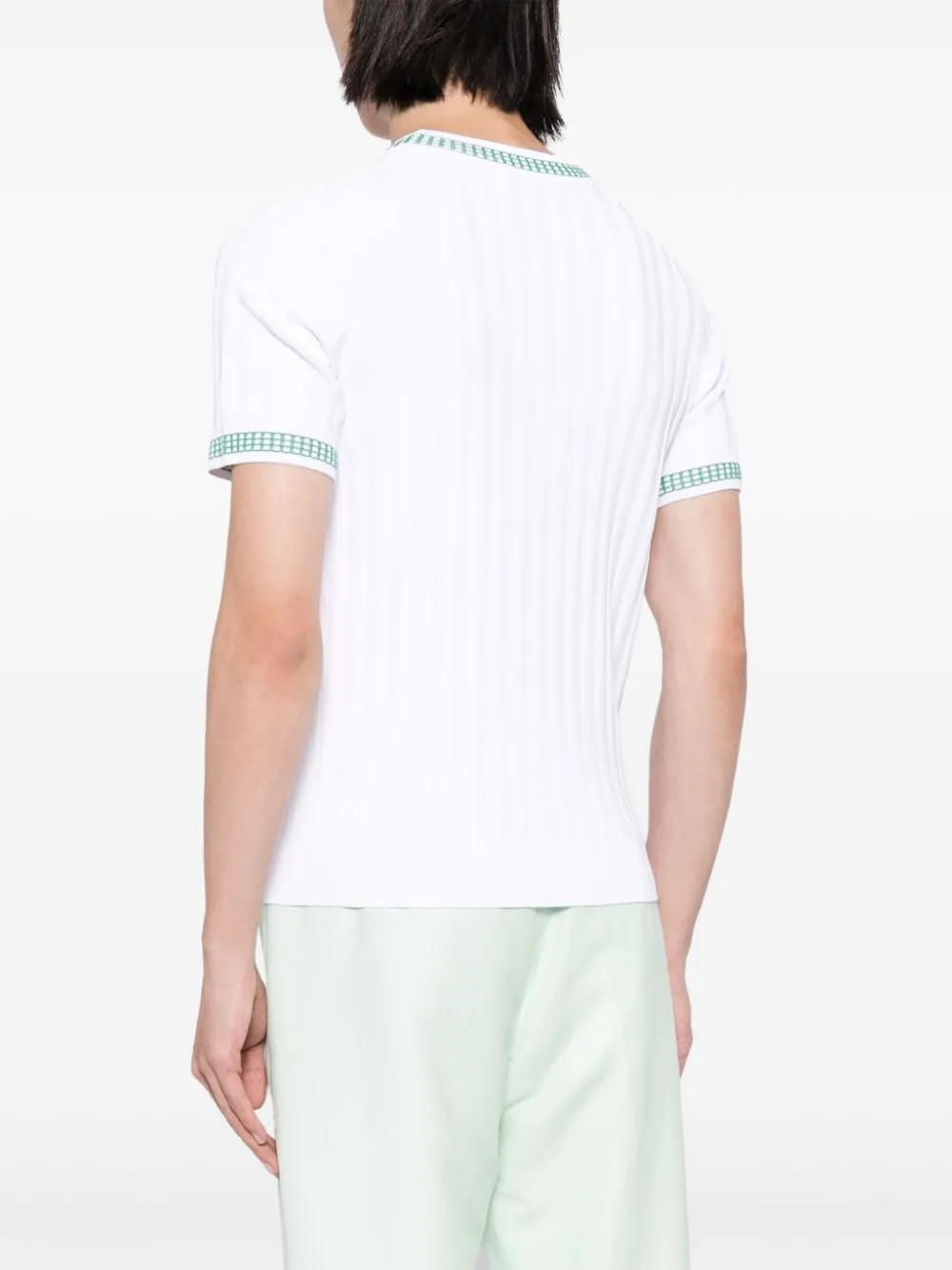 crew-neck ribbed-knit T-shirt