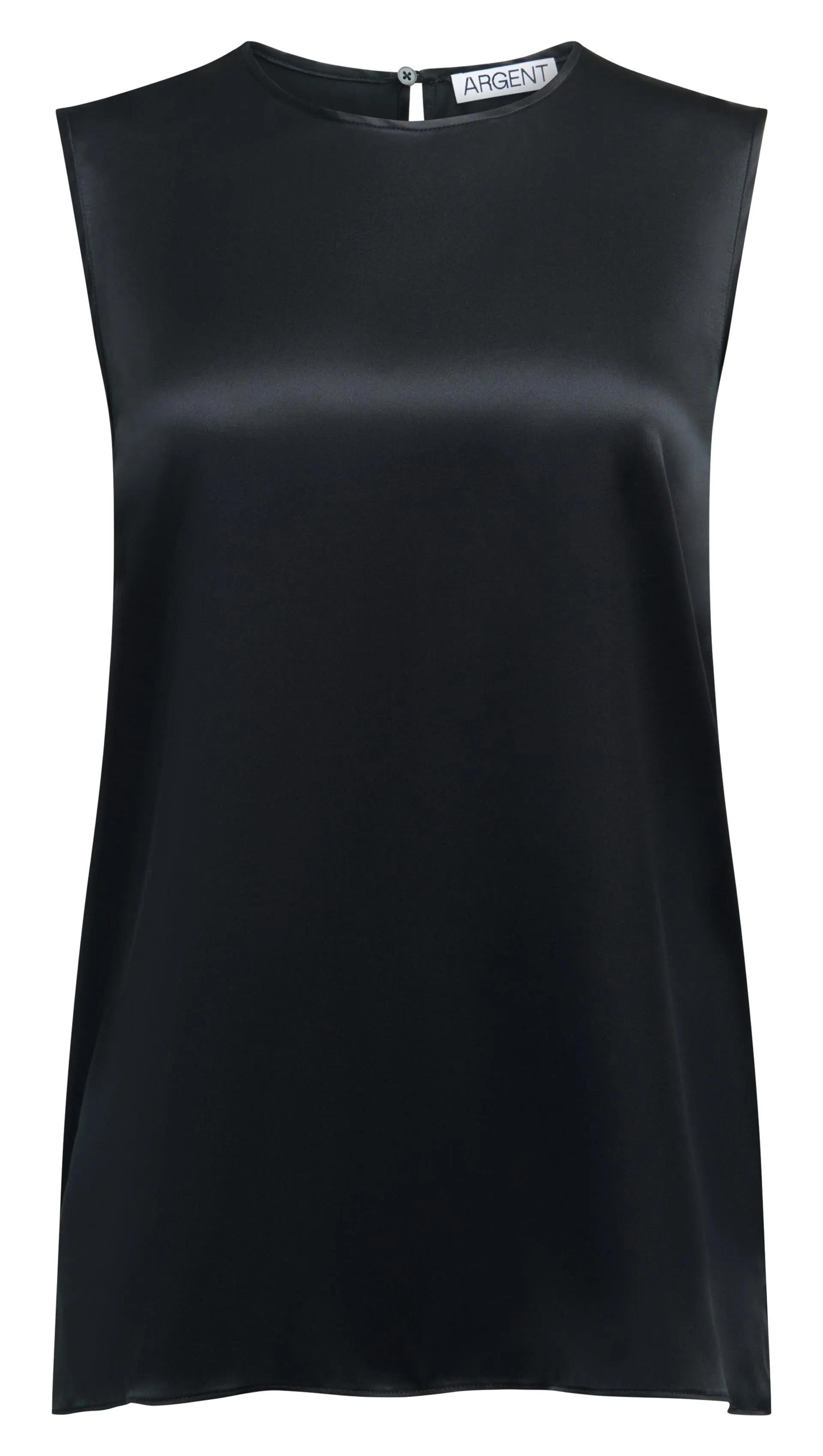 Crewneck Tank in Silk Charmeuse | Black