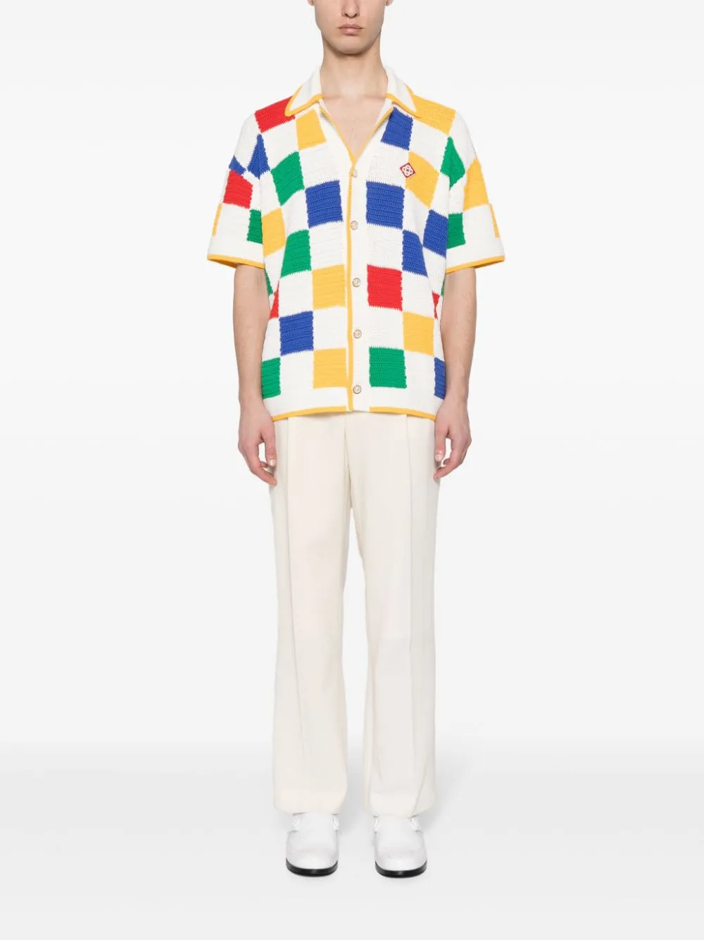 crochet-knit shirt