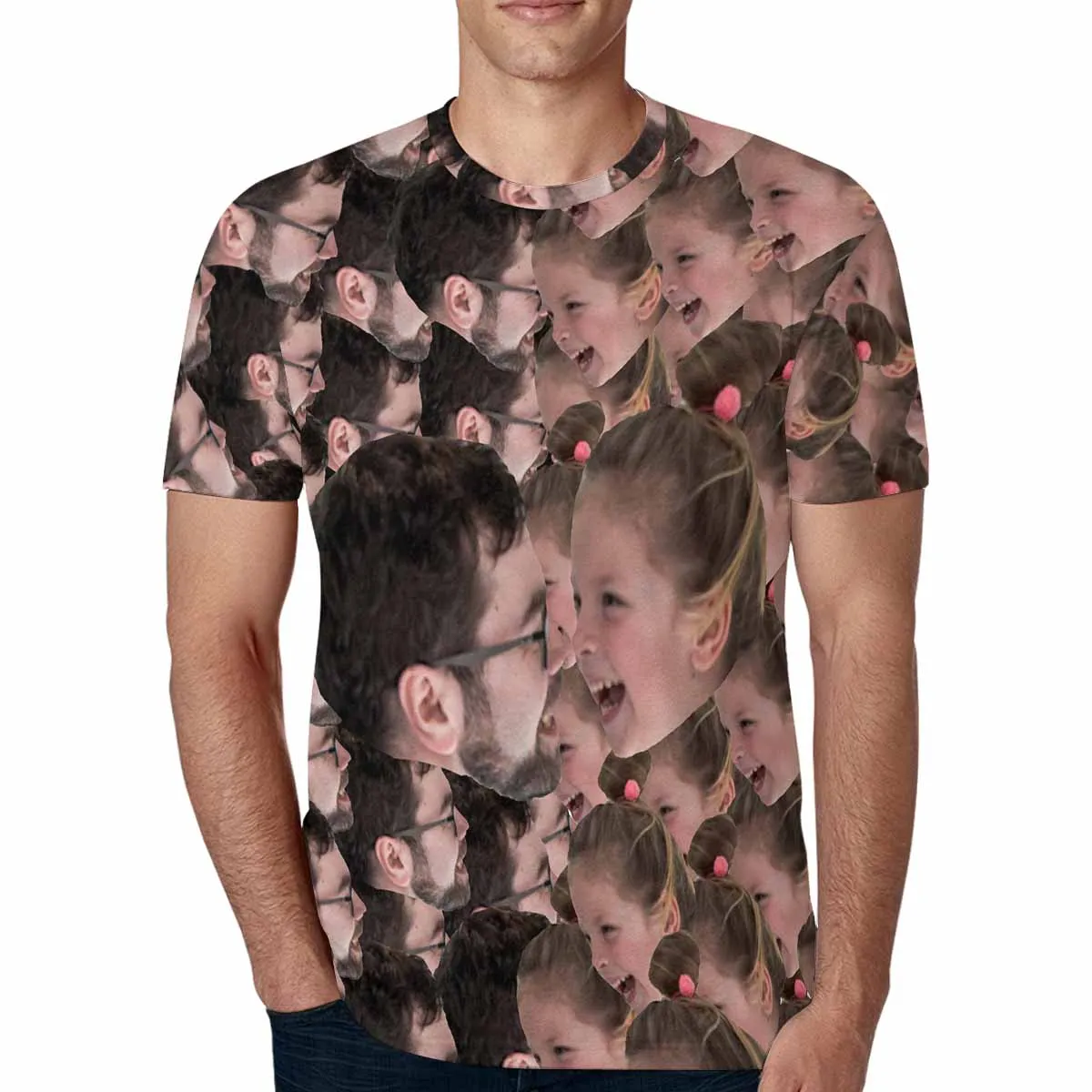 Custom Father&Daughter Face Shirts with Personalized Pictures Men's All Over Print T-shirt for Father's Day
