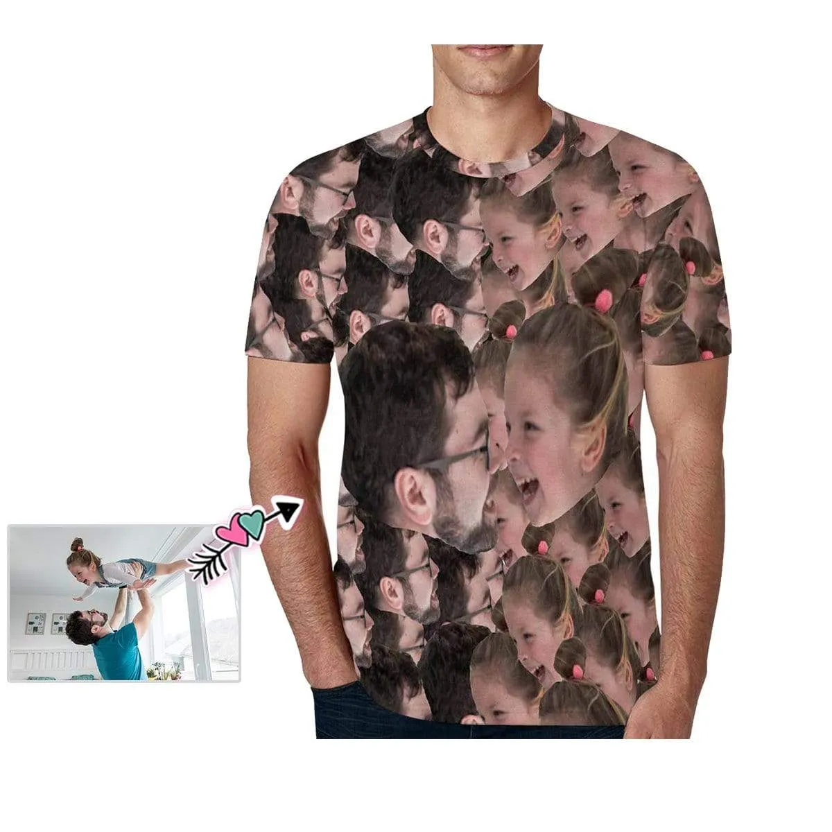 Custom Father&Daughter Face Shirts with Personalized Pictures Men's All Over Print T-shirt for Father's Day