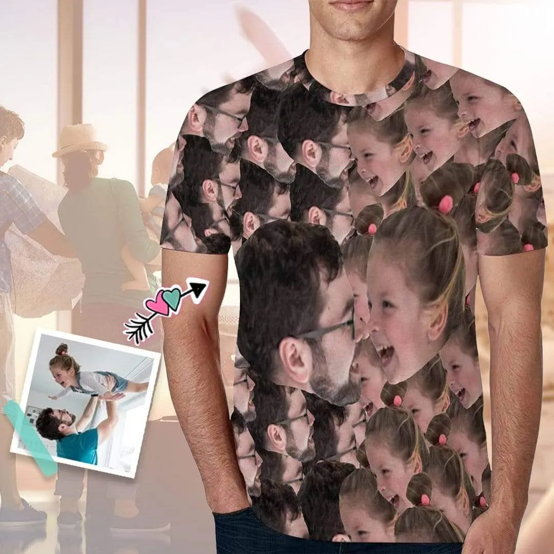 Custom Father&Daughter Face Shirts with Personalized Pictures Men's All Over Print T-shirt for Father's Day