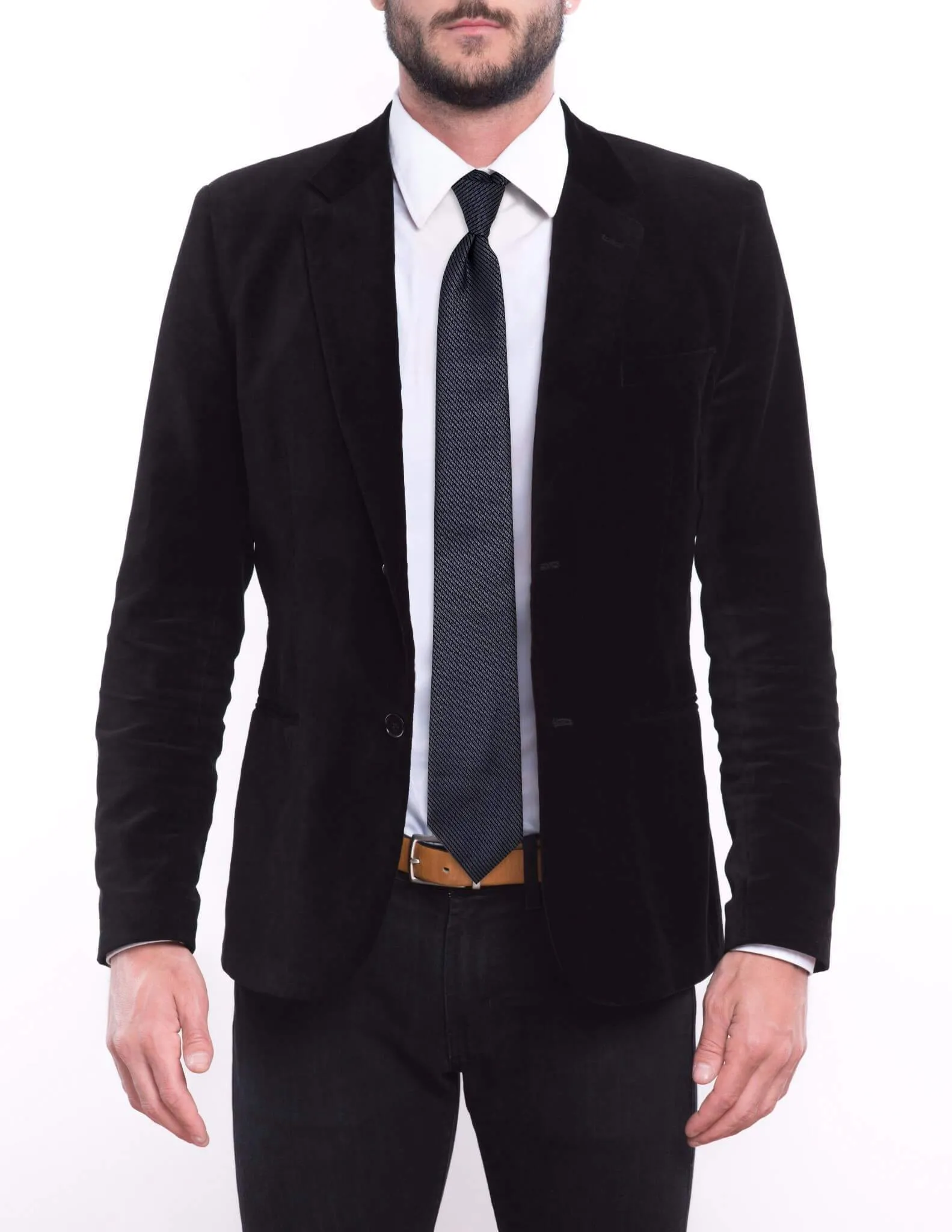 Dark Gray Black Thin Striped Traditional Tie