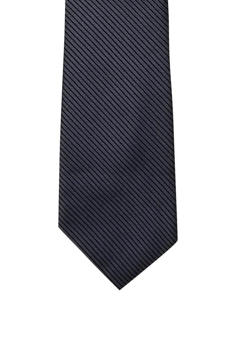 Dark Gray Black Thin Striped Traditional Tie
