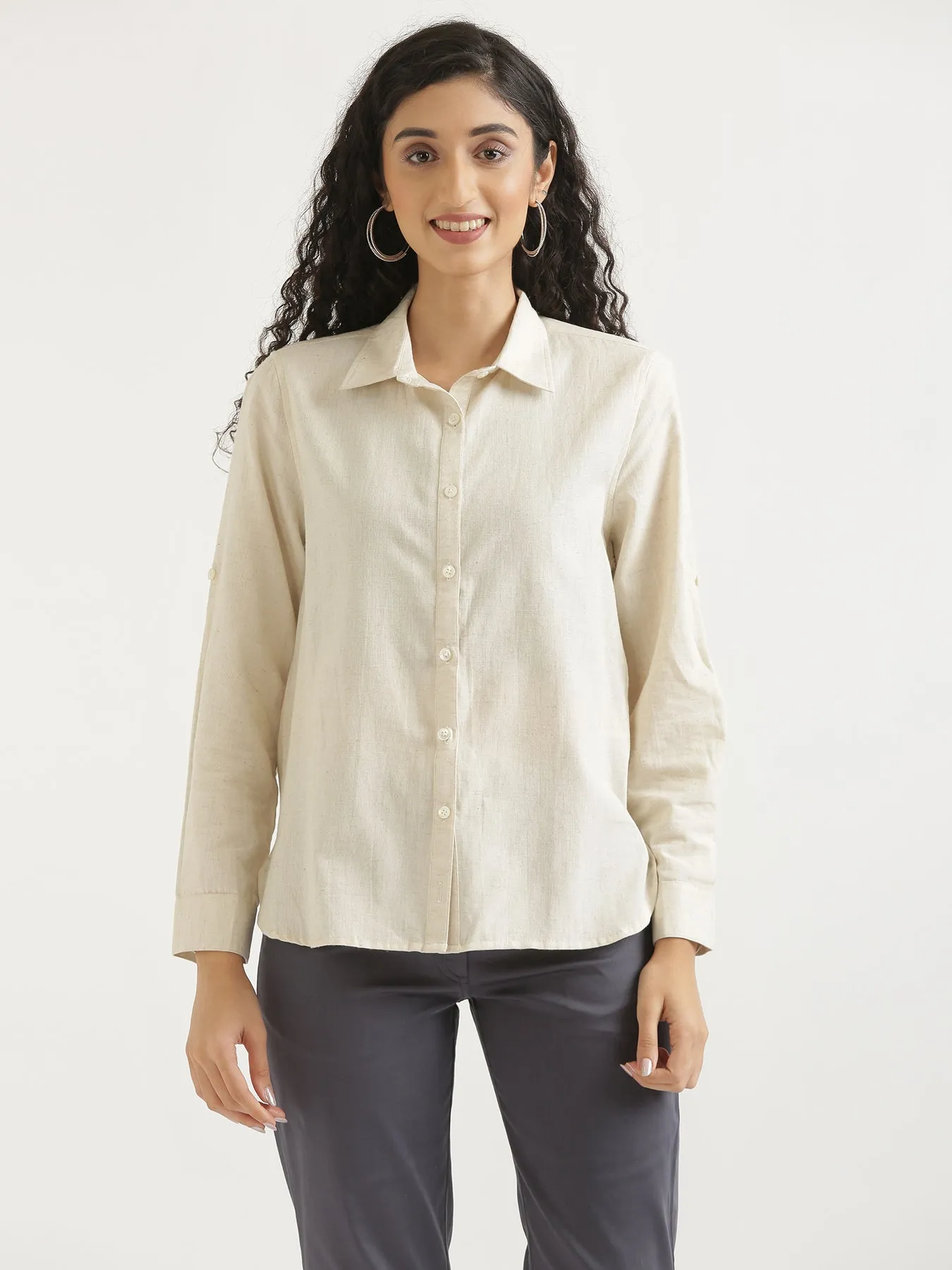 Ecru Airy-Linen Shirt