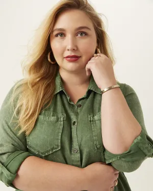 Ellie Split Back Quarter Sleeve Shirt | Rosemary