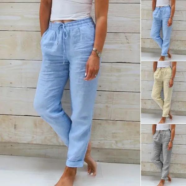 Elsa | cotton and linen elasticated trousers