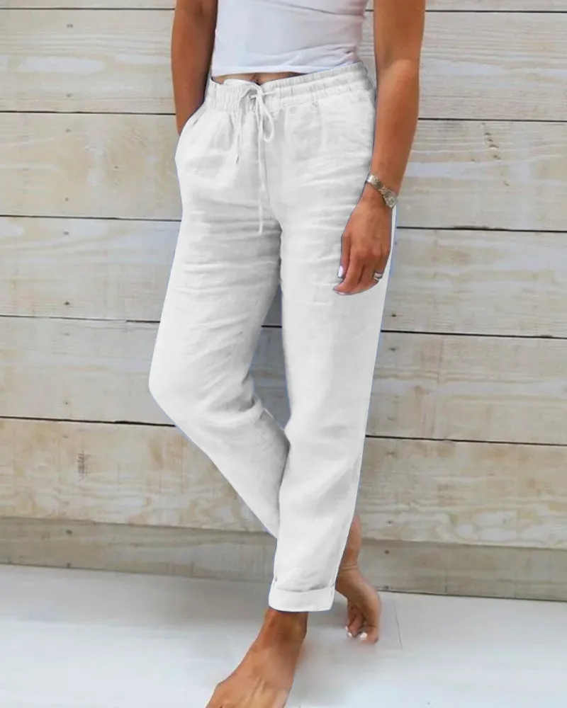 Elsa | cotton and linen elasticated trousers