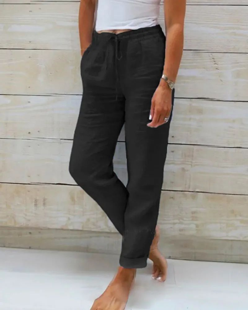Elsa | cotton and linen elasticated trousers