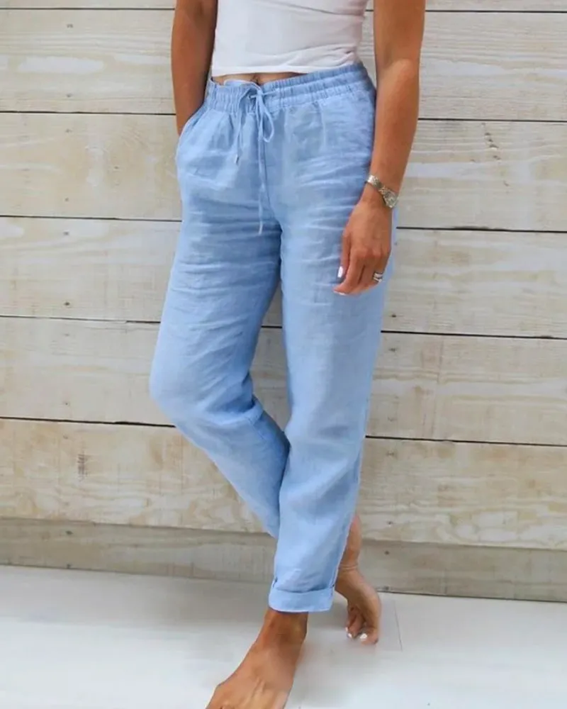 Elsa | cotton and linen elasticated trousers