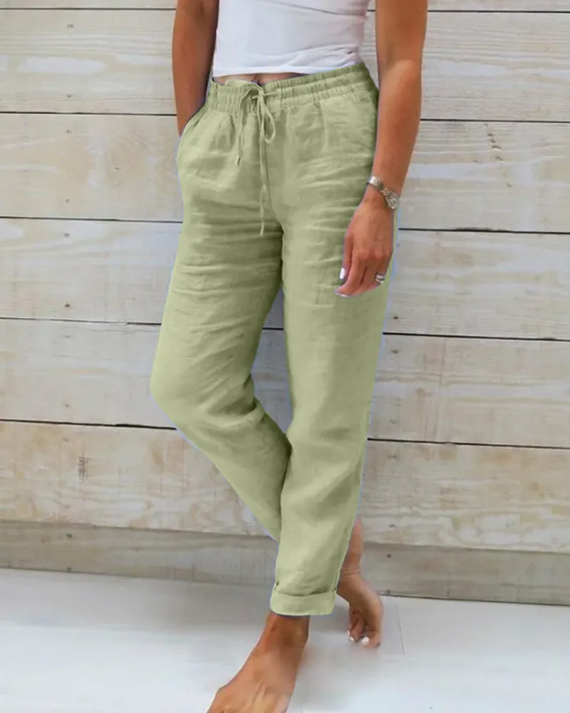 Elsa | cotton and linen elasticated trousers