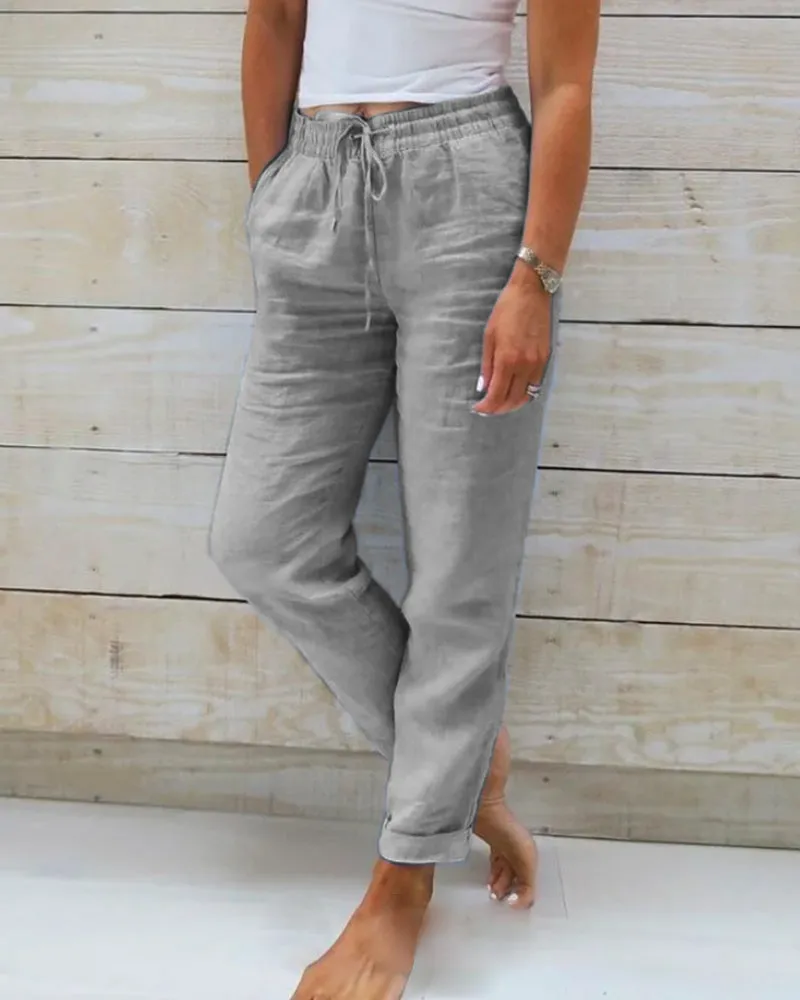 Elsa | cotton and linen elasticated trousers