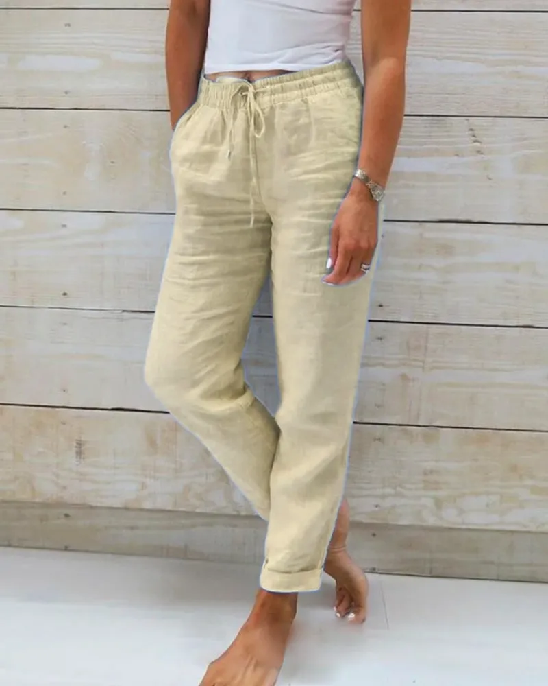 Elsa | cotton and linen elasticated trousers