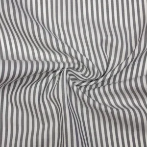 Elton Grey Striped Cotton Poplin