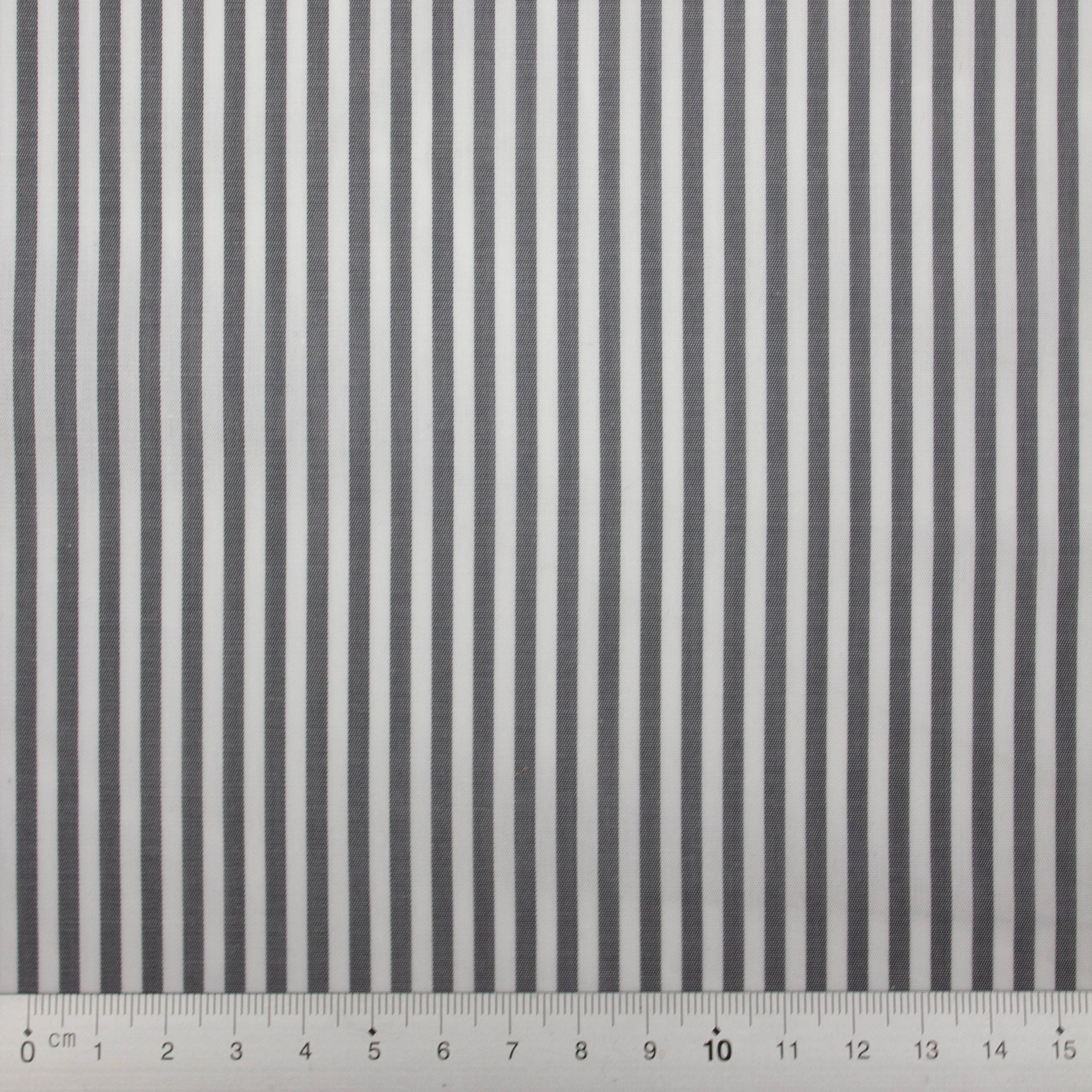 Elton Grey Striped Cotton Poplin