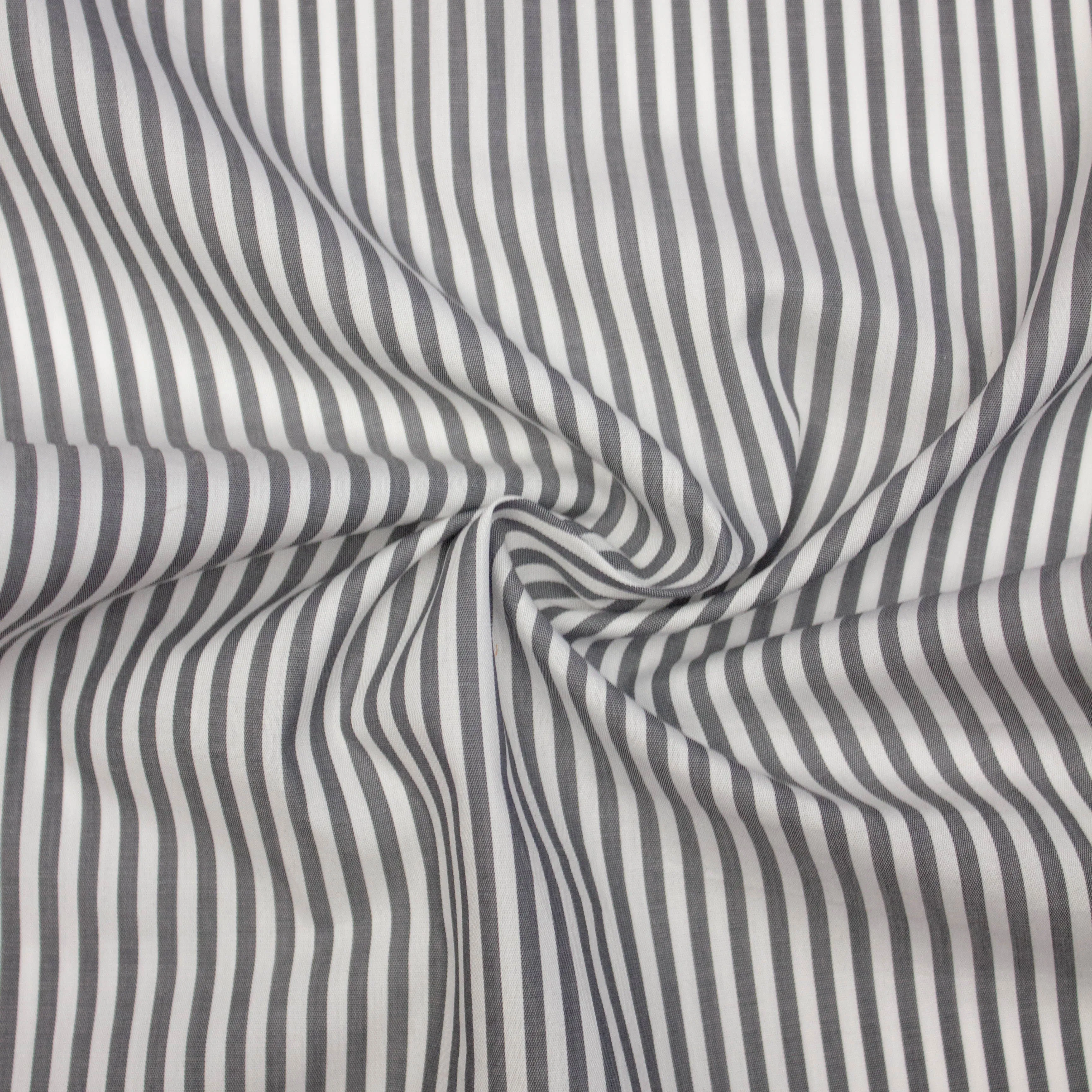 Elton Grey Striped Cotton Poplin